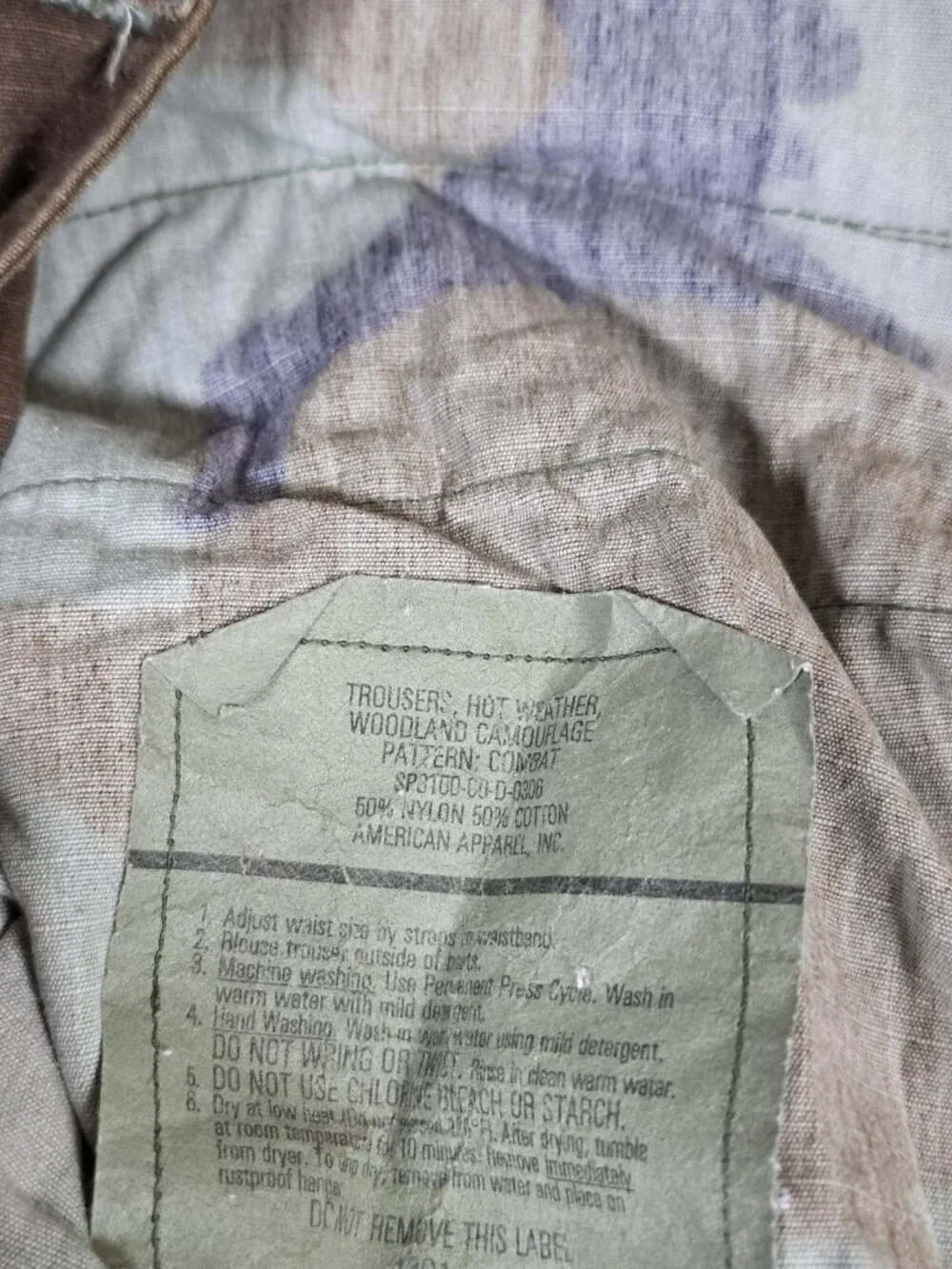 American Apparel Pants Mens XL Regular Woodland Camo Cargo Hot Weather BDU Army
